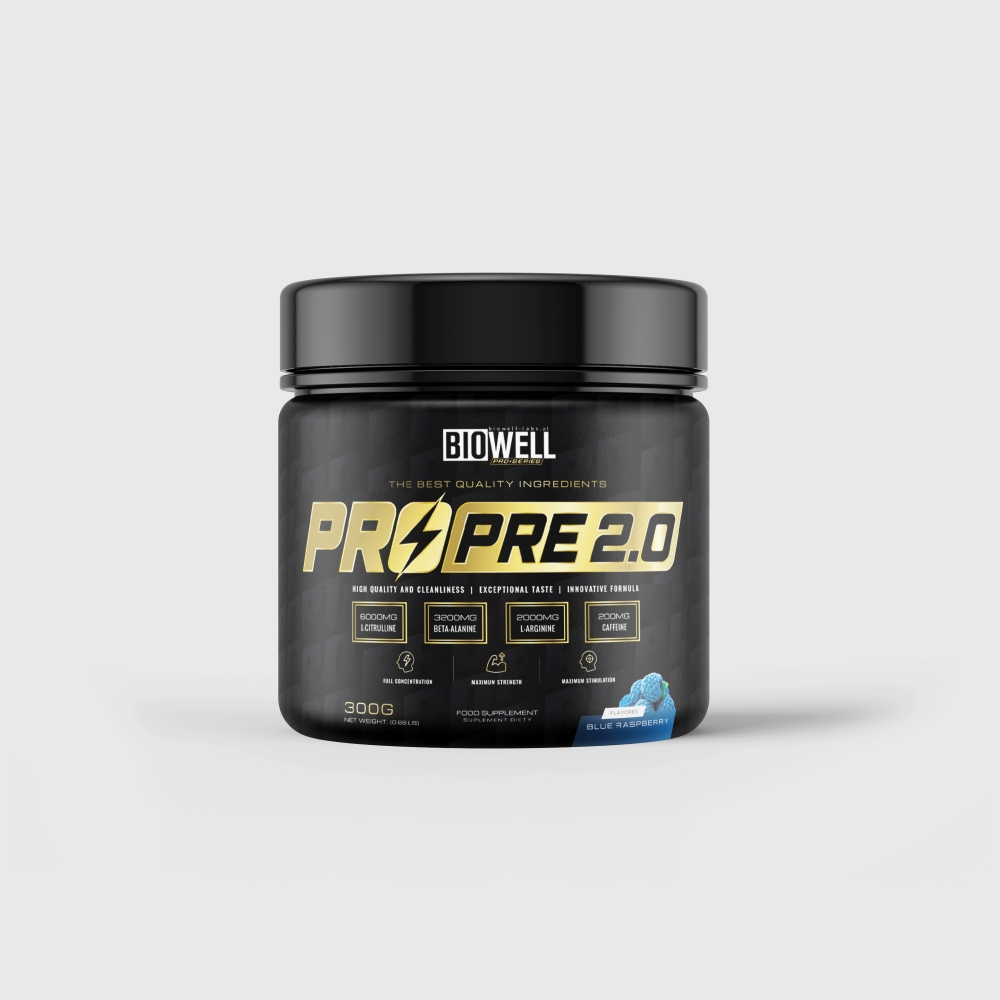 PRO PRE 2.0 er et pre-workout-tilskudd utviklet med nøye utvalgte ingredienser for å støtte kroppen under intensiv trening.